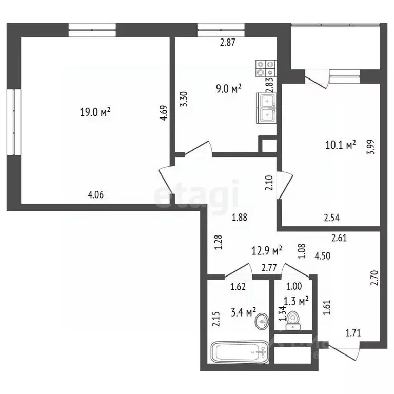 2-к кв. Московская область, Одинцово Северная ул., 36 (55.7 м) - Фото 2