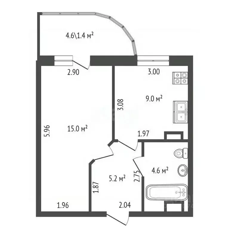 1-к кв. Санкт-Петербург ул. Бутлерова, 40 (33.8 м) - Фото 0