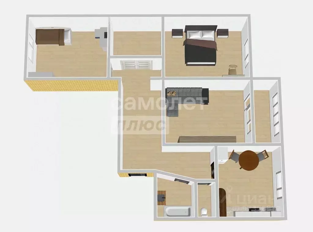 3-к кв. Московская область, Домодедово городской округ, с. Домодедово ... - Фото 2