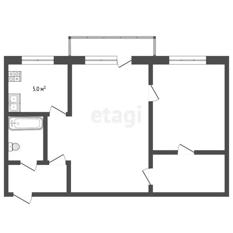 2-комнатная квартира: Томск, улица Пушкина, 27Ж (44 м) - Фото 1