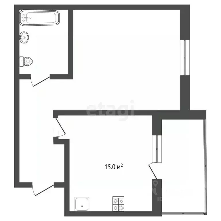 1-к кв. Тюменская область, Тюмень Полевая ул., 105к5 (40.6 м) - Фото 0