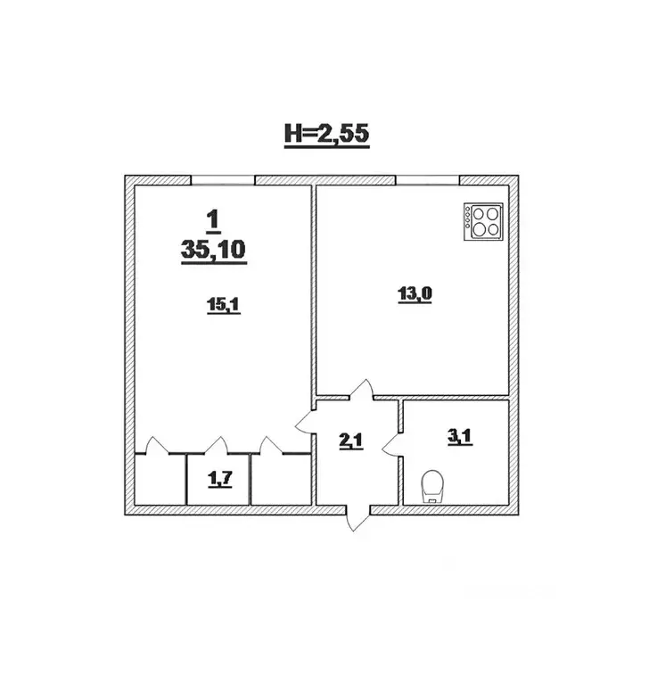 1-к кв. Калининградская область, Калининград Советский просп., 202 ... - Фото 2