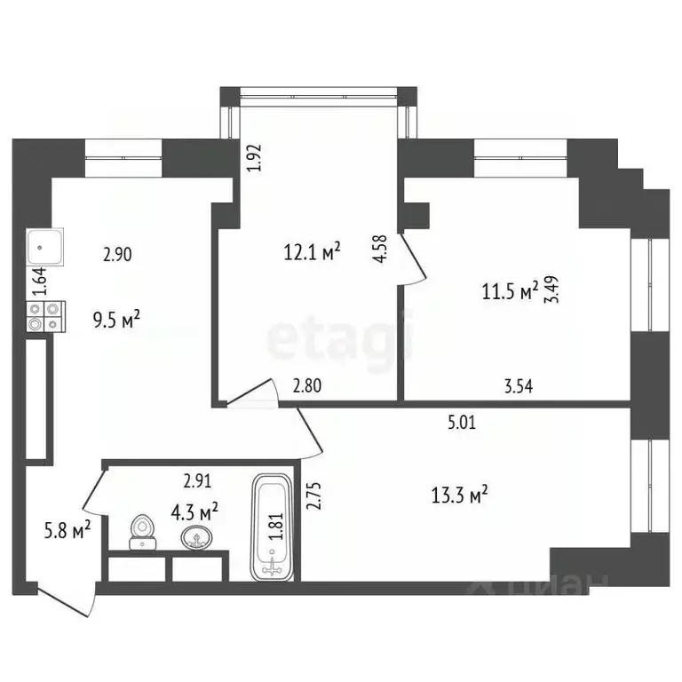 3-к кв. Московская область, Химки городской округ, д. Подолино, Велтон ... - Фото 2