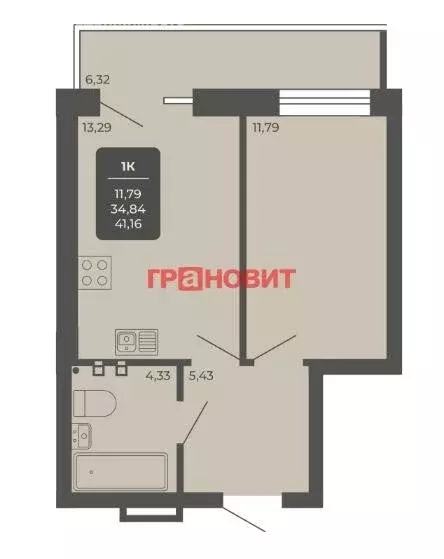 1-комнатная квартира: Новосибирск, Автогенная улица, 75 (41.16 м) - Фото 0