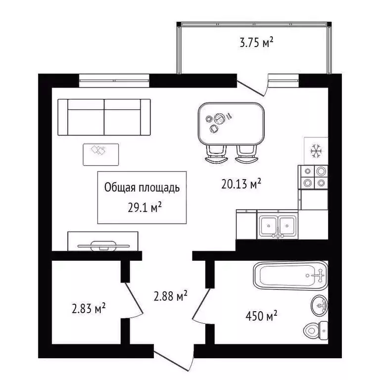 Квартира-студия: Новосибирск, Октябрьский район, микрорайон ... - Фото 1