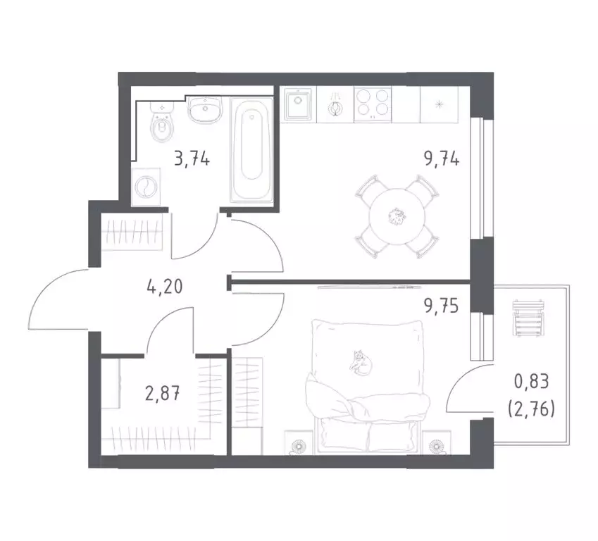 1-комнатная квартира: Уфа, жилой район Дёма, ЖК Новая Дёма, ЖК Урбан ... - Фото 1