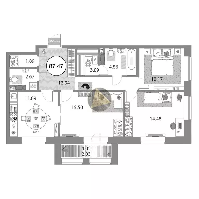 3-комнатная квартира: Санкт-Петербург, проспект Авиаконструкторов, 54 ... - Фото 2