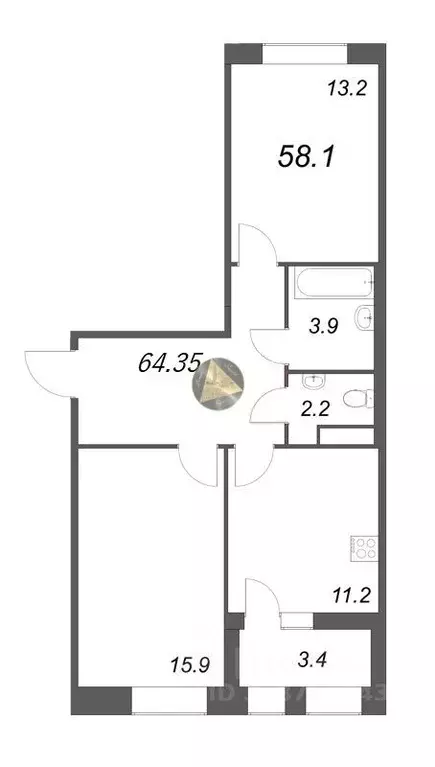 2-к кв. Санкт-Петербург Манчестерская ул., 5к1 (64.35 м) - Фото 1