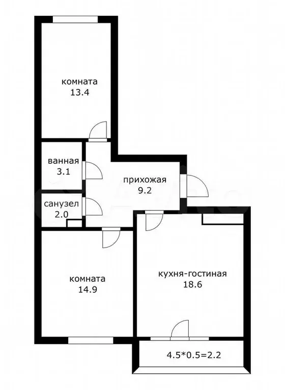 2-к. квартира, 61,2 м, 20/24 эт. - Фото 0