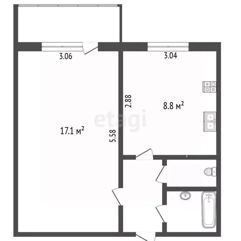 1-к кв. Московская область, Красногорск ул. Королева, 7 (33.3 м) - Фото 2