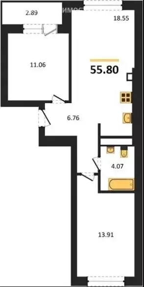 2-комнатная квартира: Пионерский, улица Гептнера, 21 (55.8 м) - Фото 1