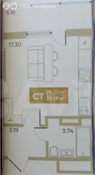 Квартира-студия: Тюмень, Алматинская улица, 5 (30 м) - Фото 1