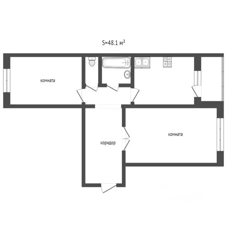 2-к кв. Пермский край, Чернушка ул. Мира, 34 (49.8 м) - Фото 2