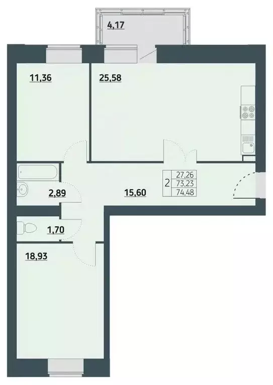 Продаётся 2-к квартира, 73.5 м - Фото 0