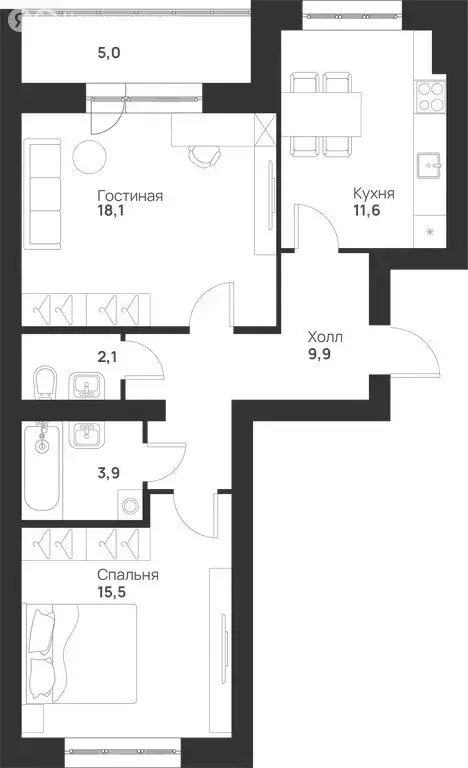 2-комнатная квартира: Тула, улица Героев России, 6 (66.1 м) - Фото 1