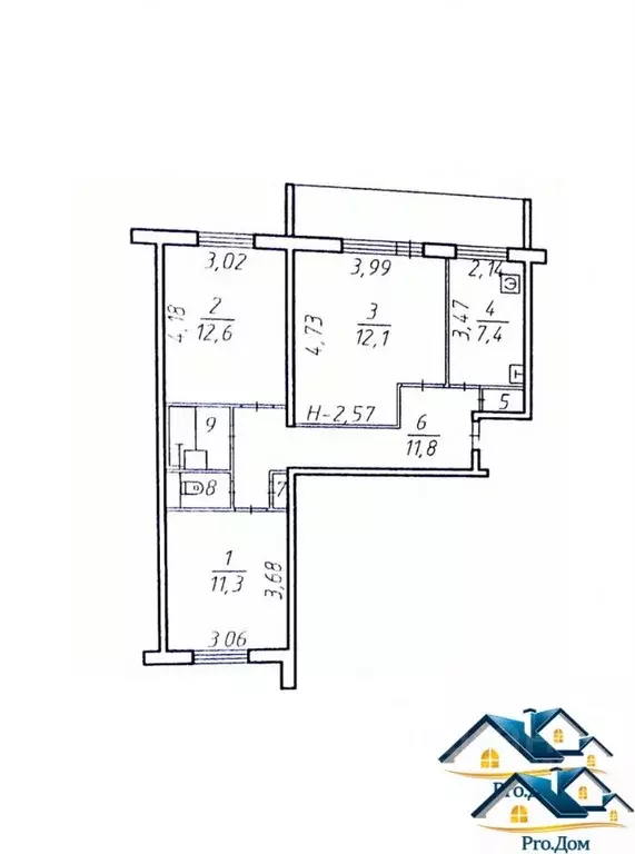 3-к кв. Карелия, Петрозаводск ул. Древлянка, 17к1 (64.9 м) - Фото 1