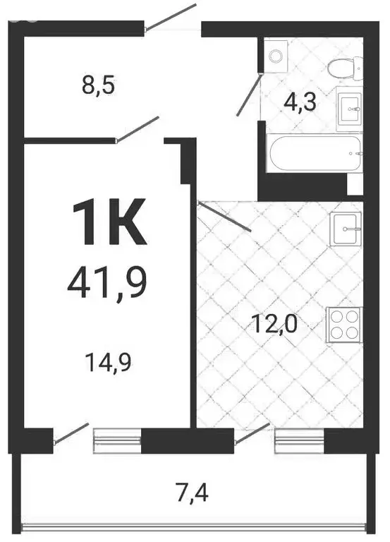 1-комнатная квартира: Новосибирск, улица Серафимовича, 12 (41.9 м) - Фото 0