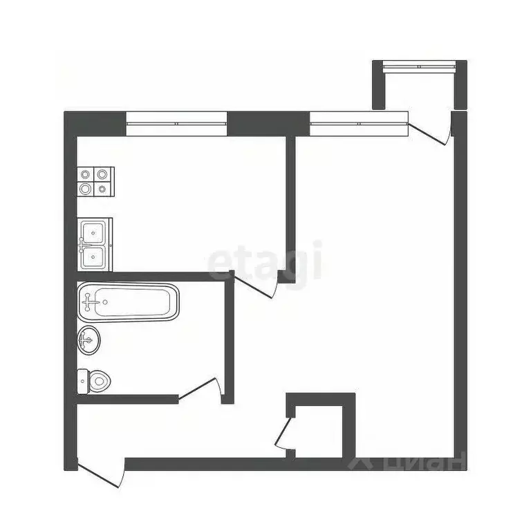 1-к кв. Смоленская область, Смоленск ул. Николаева, 36 (32.4 м) - Фото 0