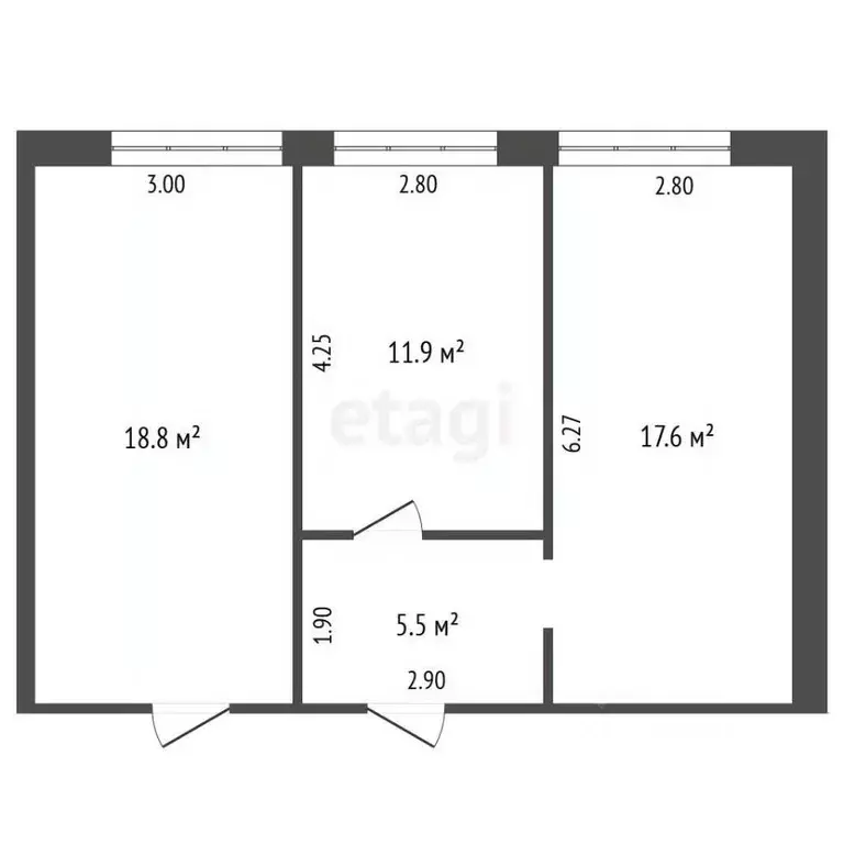 3-к кв. Крым, Ленинский район, с. Калиновка ул. Юбилейная, 72 (53.8 м) - Фото 2