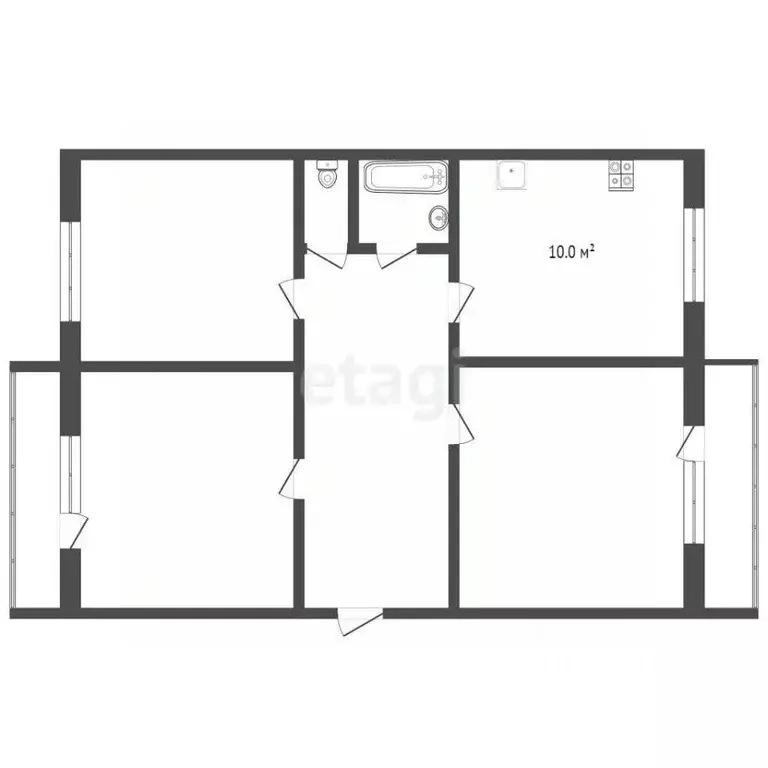 3-к кв. Саратовская область, Балашов пос. Балашов-3, 23 (64.7 м) - Фото 1