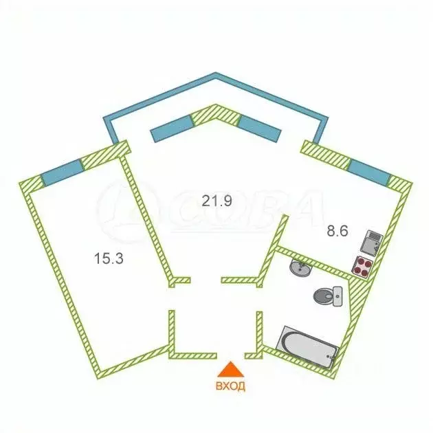 2-к кв. Ханты-Мансийский АО, Сургут просп. Ленина, 58 (60.0 м) - Фото 1