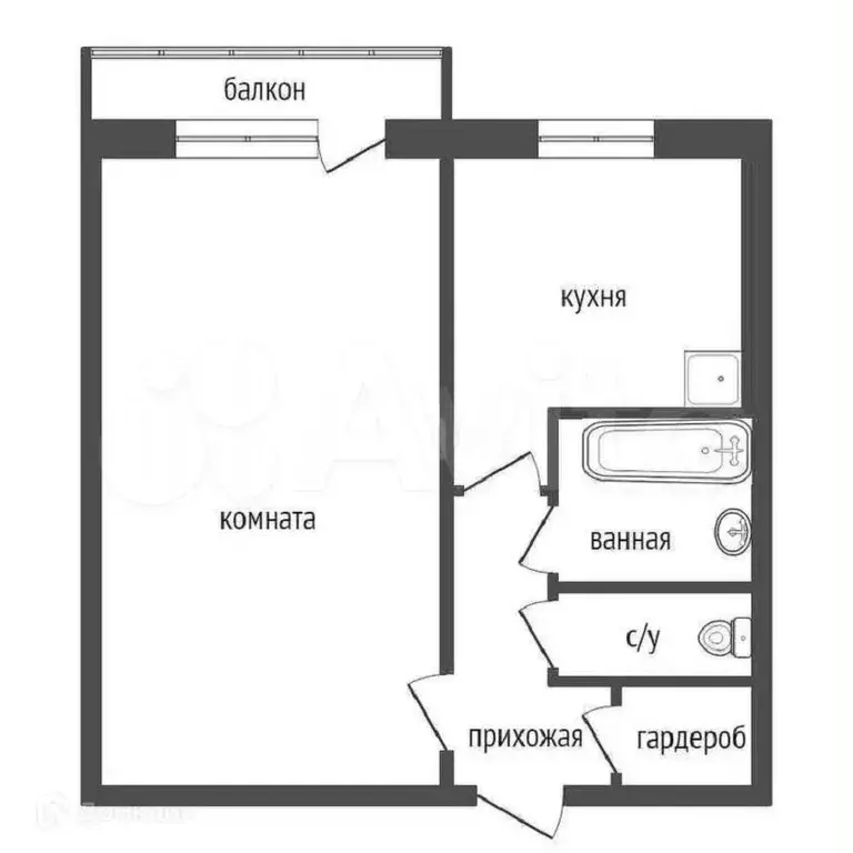 1-к. квартира, 30,8 м, 2/5 эт. - Фото 0