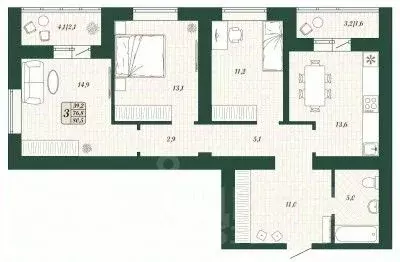 3-к кв. Самарская область, Волжский район, Смышляевка городское ... - Фото 1