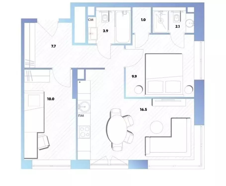 2-комнатная квартира: Москва, Окская улица, 7А (51 м) - Фото 1