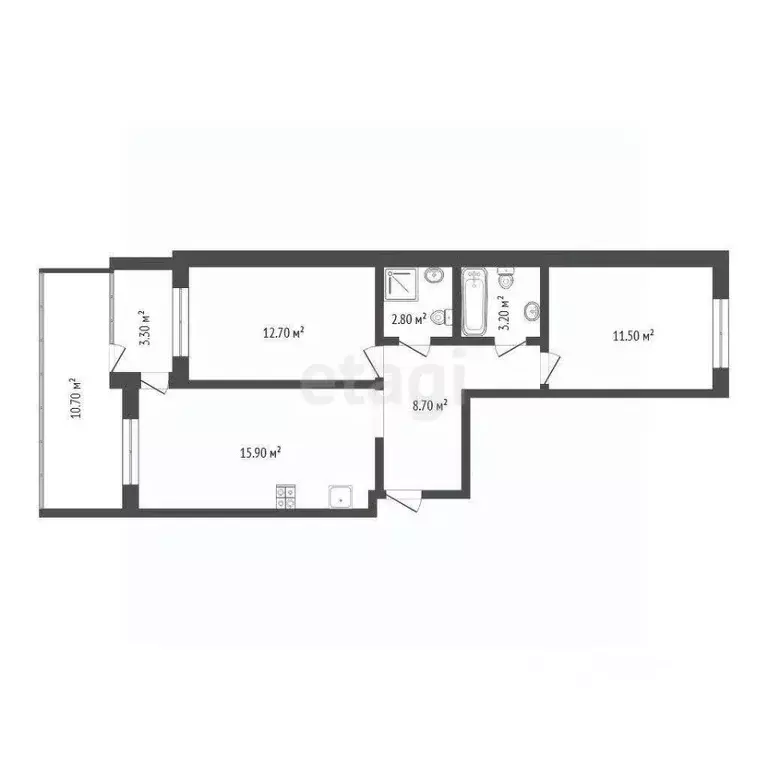2-к кв. Тюменская область, Тюмень ул. Сергея Свиридова, 5 (55.5 м) - Фото 1