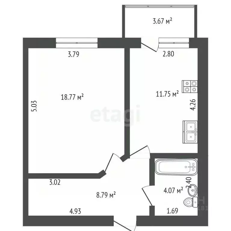 1-к кв. Ростовская область, Таганрог ул. Пархоменко, 58-2 (44.3 м) - Фото 2