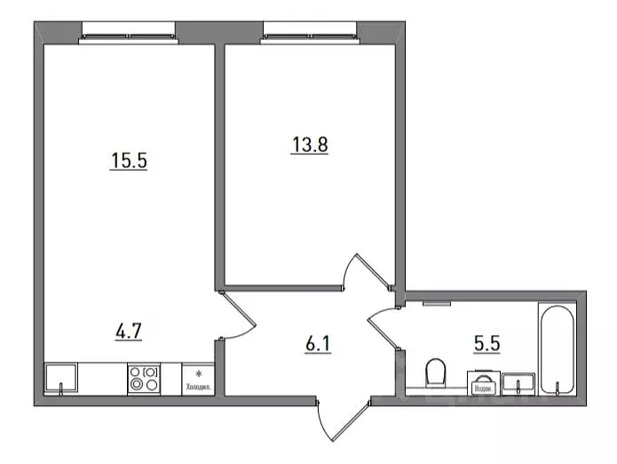 2-к кв. Кировская область, Киров ул. Чистопрудненская, 13А (45.6 м) - Фото 2
