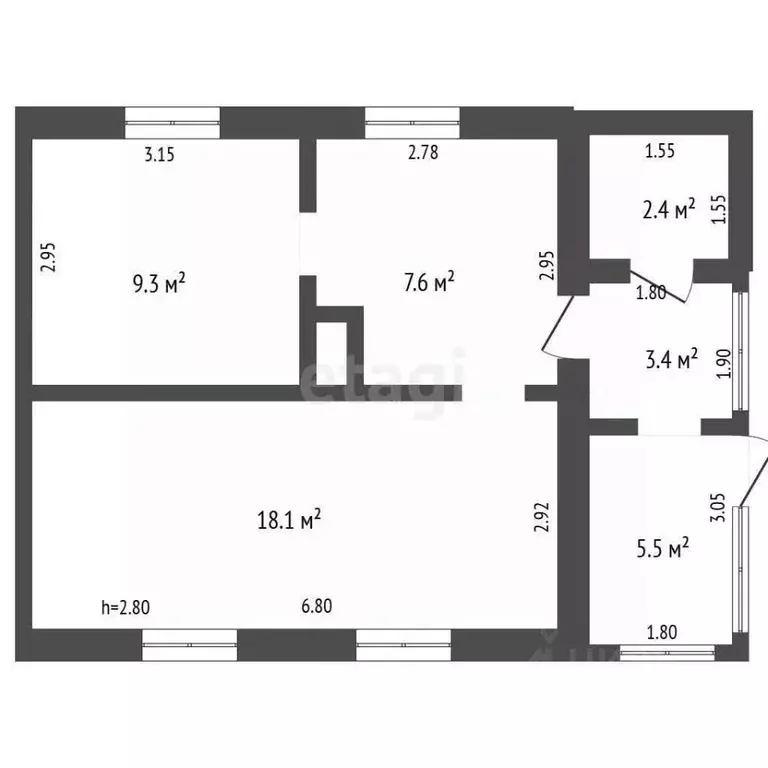 3-к кв. Крым, Ленинский район, с. Батальное ул. Гагарина, 57 (46.3 м) - Фото 2