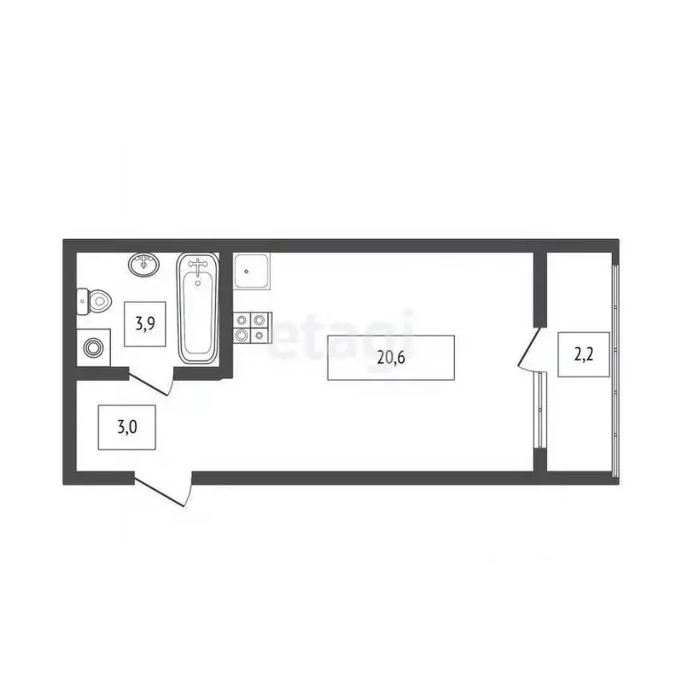 Студия Краснодарский край, Новороссийск ул. Матвейкина, 1Ак4 (29.4 м) - Фото 1