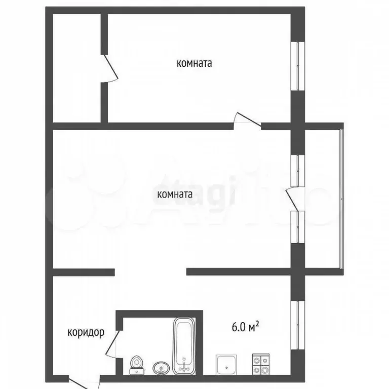 2-к. квартира, 46 м, 4/5 эт. - Фото 0