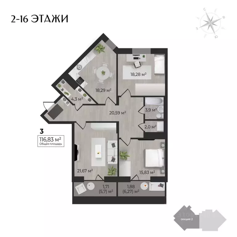 3-к кв. Удмуртия, Ижевск Камбарская ул., 3 (116.83 м) - Фото 0