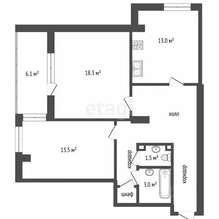 2-к кв. Московская область, Дмитров имени К.А. Аверьянова мкр, 17 ... - Фото 2