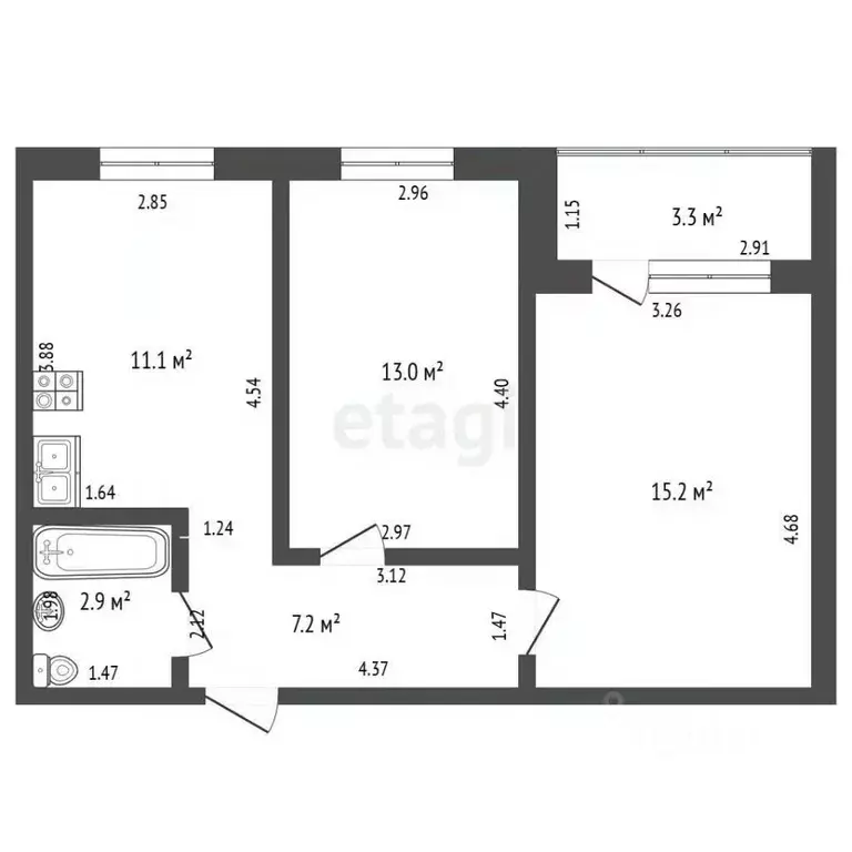 2-к кв. Башкортостан, Стерлитамакский район, Отрадовский сельсовет, с. ... - Фото 1