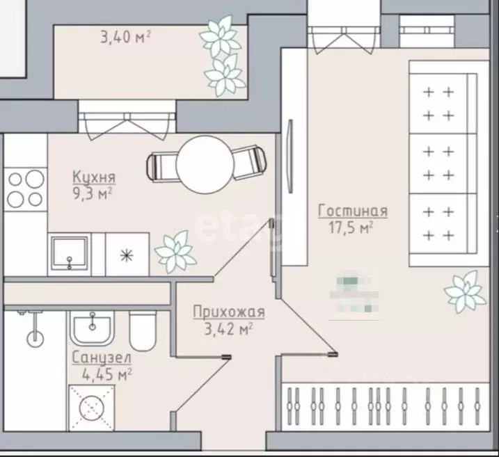 1-к кв. Татарстан, Казань ул. Волкова, 12 (32.4 м) - Фото 2