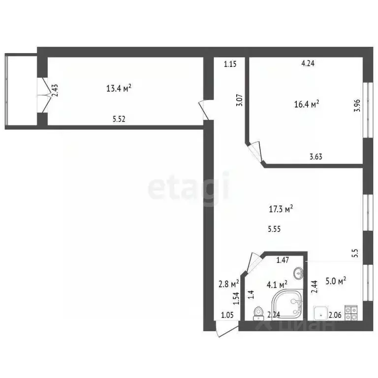 2-к кв. Хабаровский край, Хабаровск Молдавский пер., 2 (66.1 м) - Фото 2