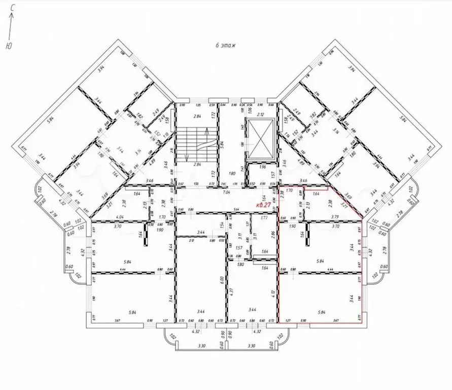1-к. квартира, 51 м, 6/7 эт. - Фото 0