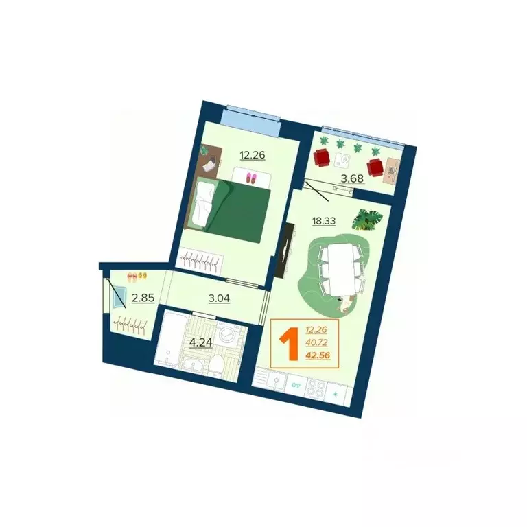 1-к кв. Брянская область, Брянск Московский мкр, 28 (42.56 м) - Фото 1