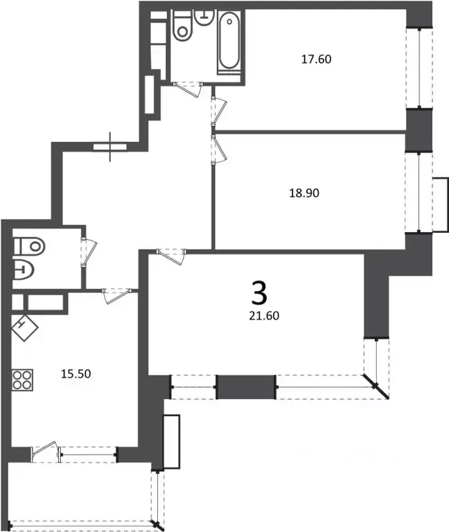 3-к кв. Москва Клинская ул., 2Ак7 (97.4 м) - Фото 2