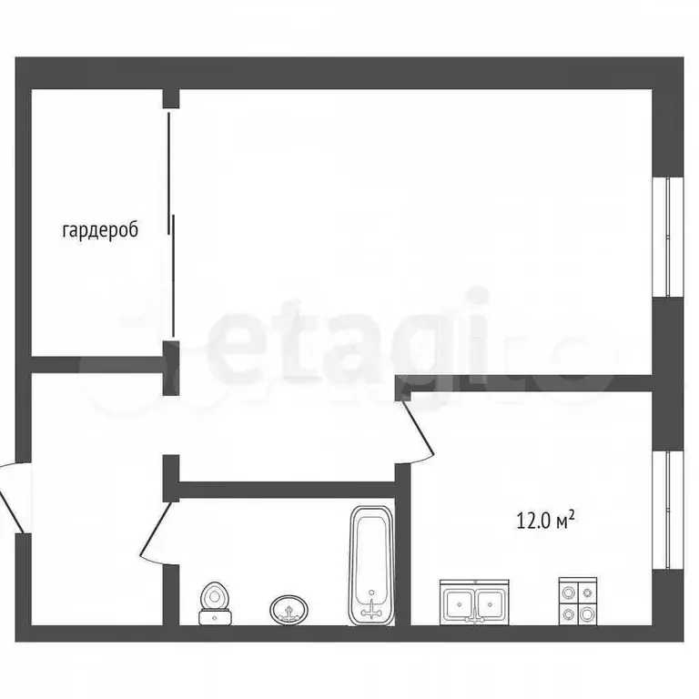 1-к. квартира, 27,9 м, 1/5 эт. - Фото 0