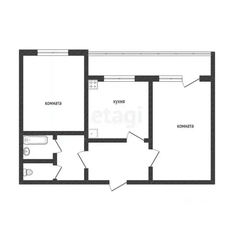 2-к кв. Белгородская область, Белгород Садовая ул., 120б (58.0 м) - Фото 2