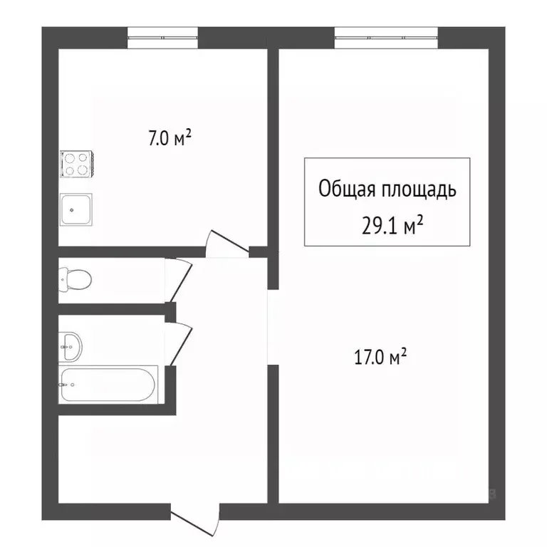 1-к кв. Новосибирская область, Новосибирск ул. Невельского, 55 (29.6 ... - Фото 1
