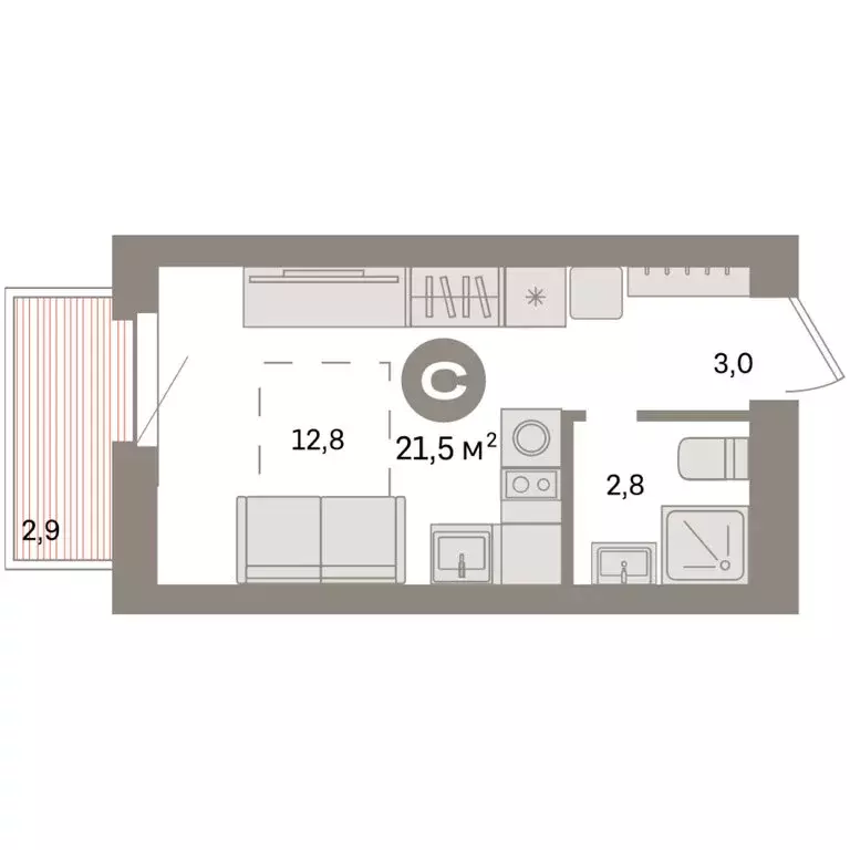 Квартира-студия: Екатеринбург, жилой район Сортировочный, микрорайон ... - Фото 2