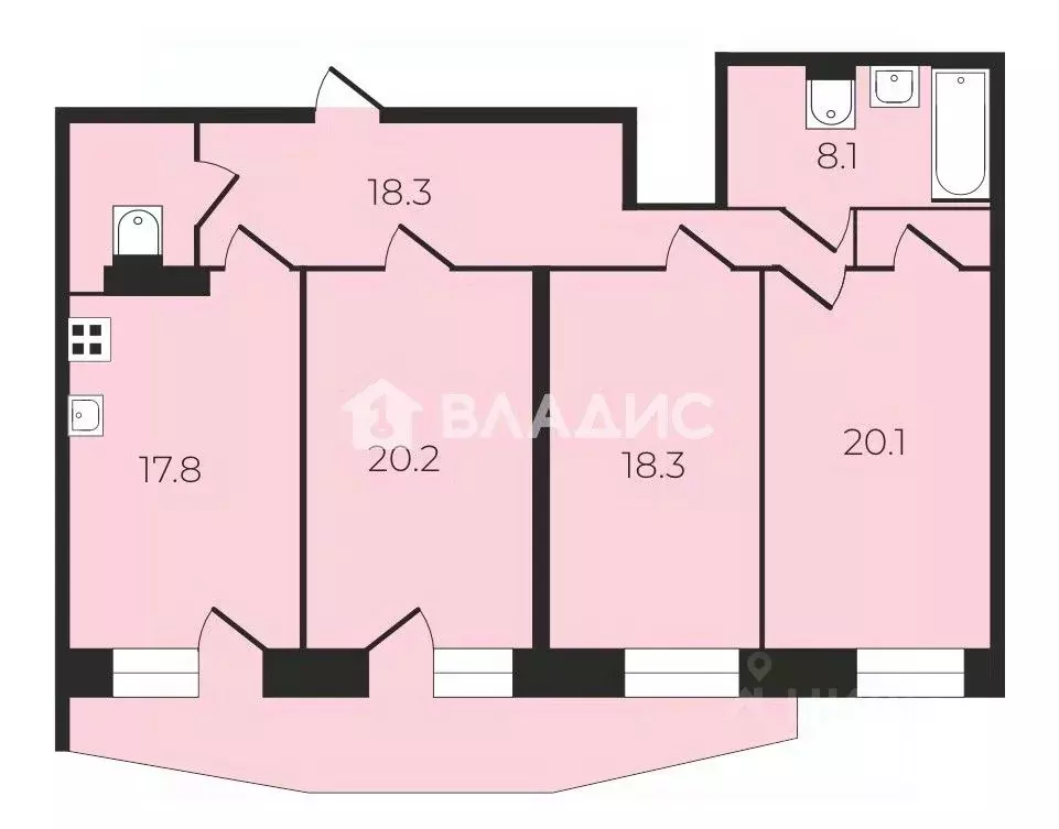 3-к кв. Санкт-Петербург просп. Тореза, 112к1 (108.5 м) - Фото 2