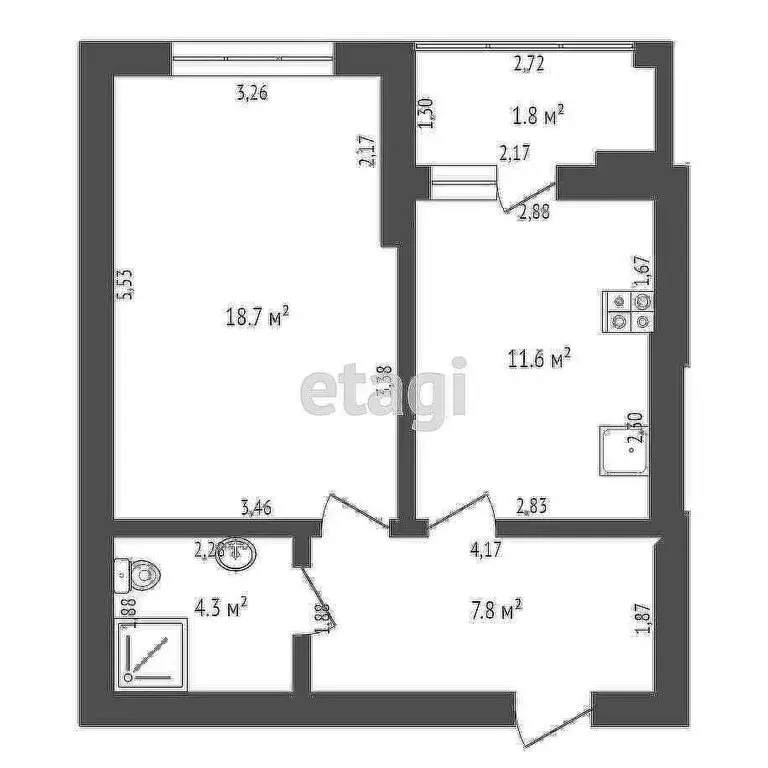 1-комнатная квартира: Калининград, Кипарисовая улица, 4 (45 м) - Фото 1