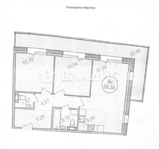 3-к. квартира, 79 м, 3/12 эт. - Фото 0