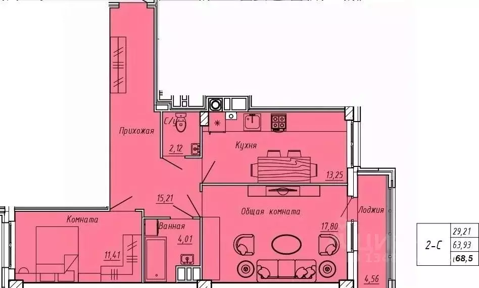 2-к кв. Ивановская область, Иваново Апрельская ул., 95 (68.5 м) - Фото 0